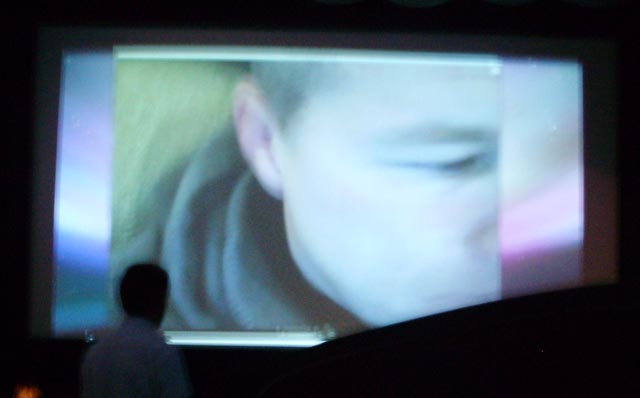 Uwe on Skype projected on the big screen!